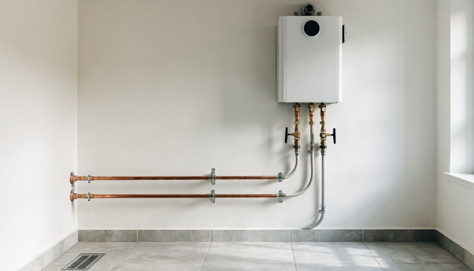 A wall-mounted tankless water heater (representative image)
